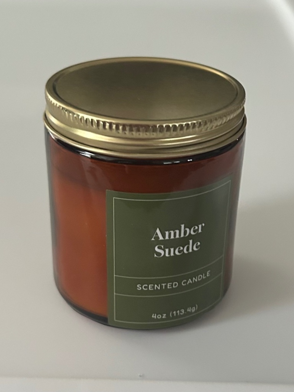 Amber Suede Scented Candle Amber Glass Jar NWT